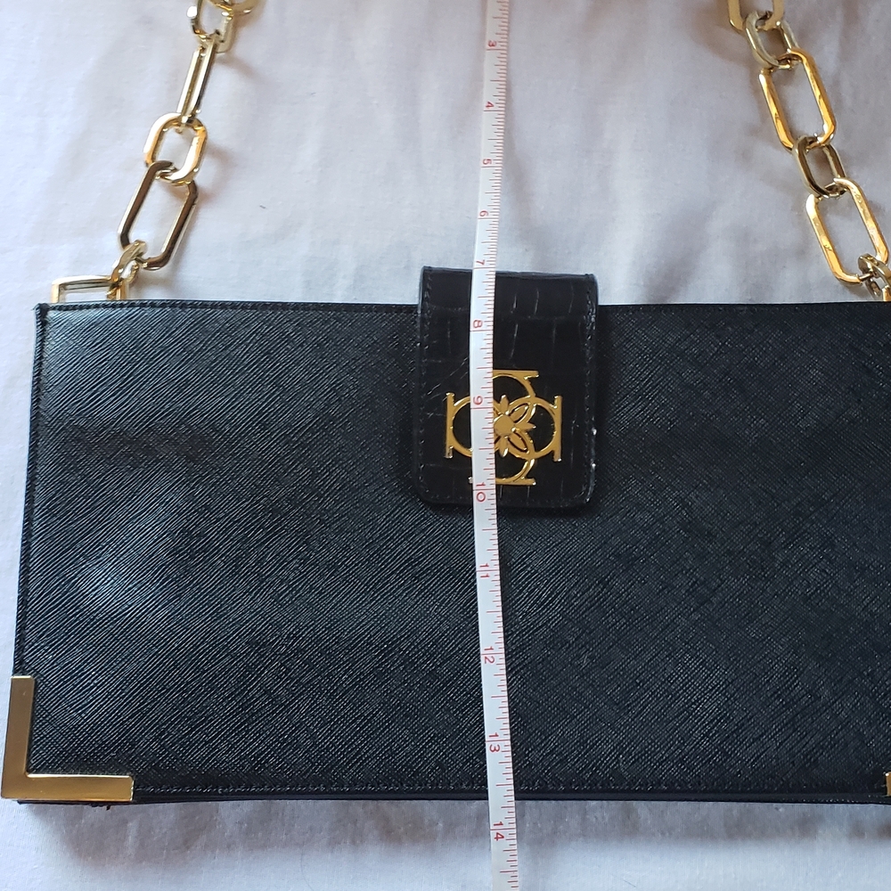 Ann Taylor Black Clutch with Gold Chain - Picture 3 of 7